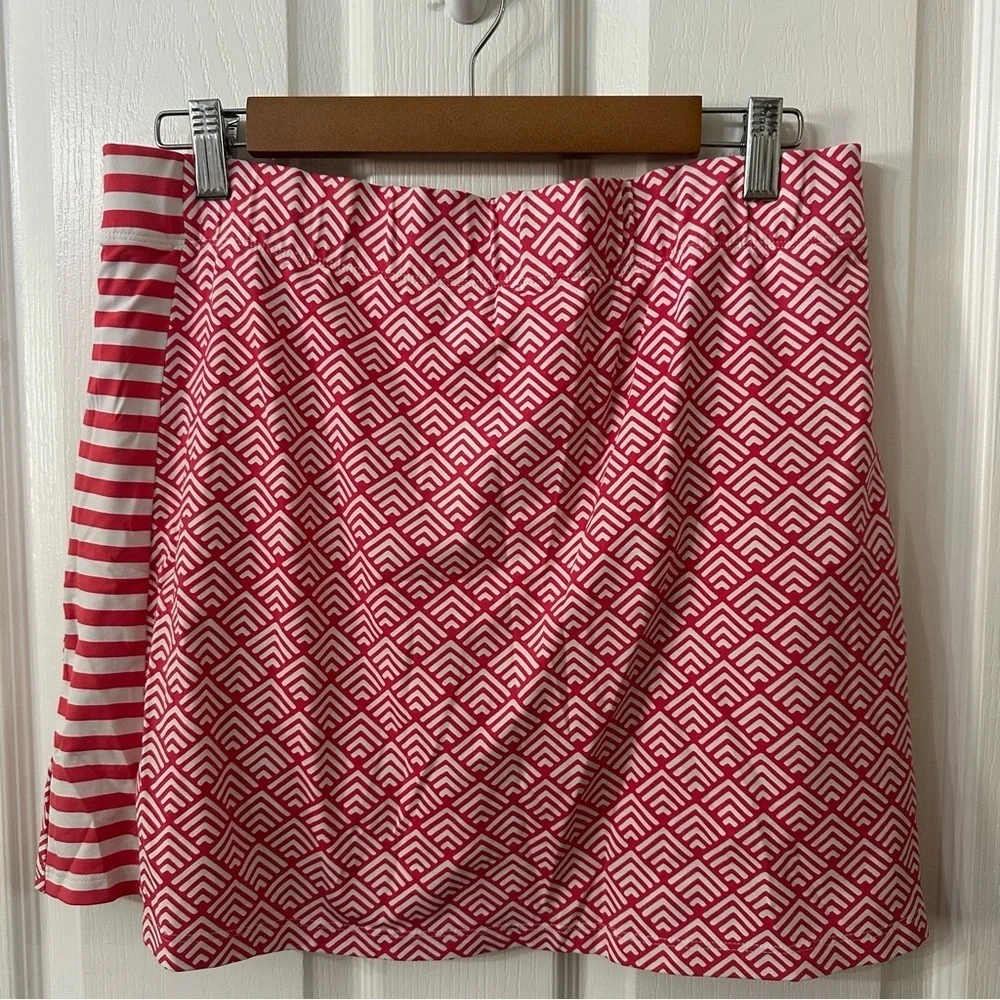 J. McLaughlin Palm Springs Pink White Chevron Catalina Cloth Skort Skirt, M